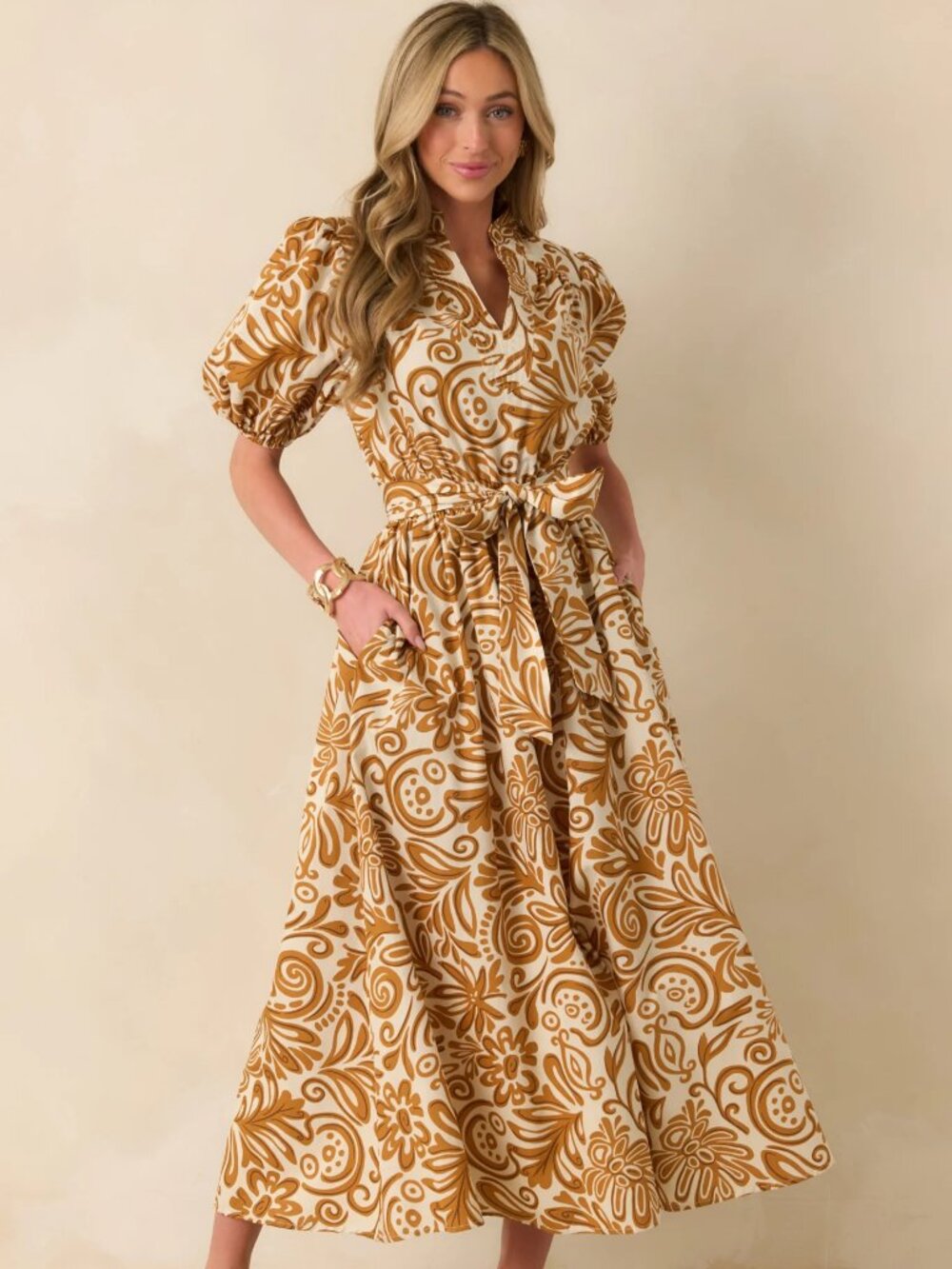 Only Getting Better Golden Yellow Multi Print Cotton Maxi Dress